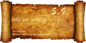 Sápi Irén névjegykártya